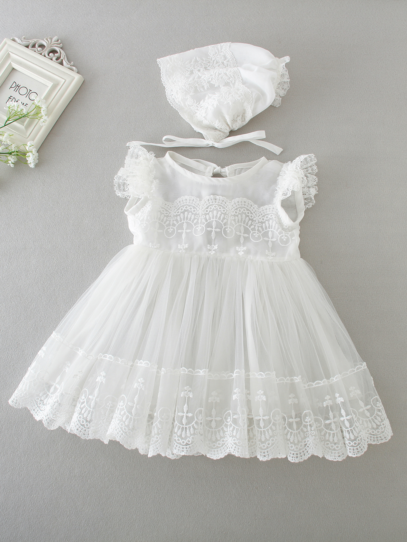 Event Party - 12 Months Baptismal Baby Lace Tulle