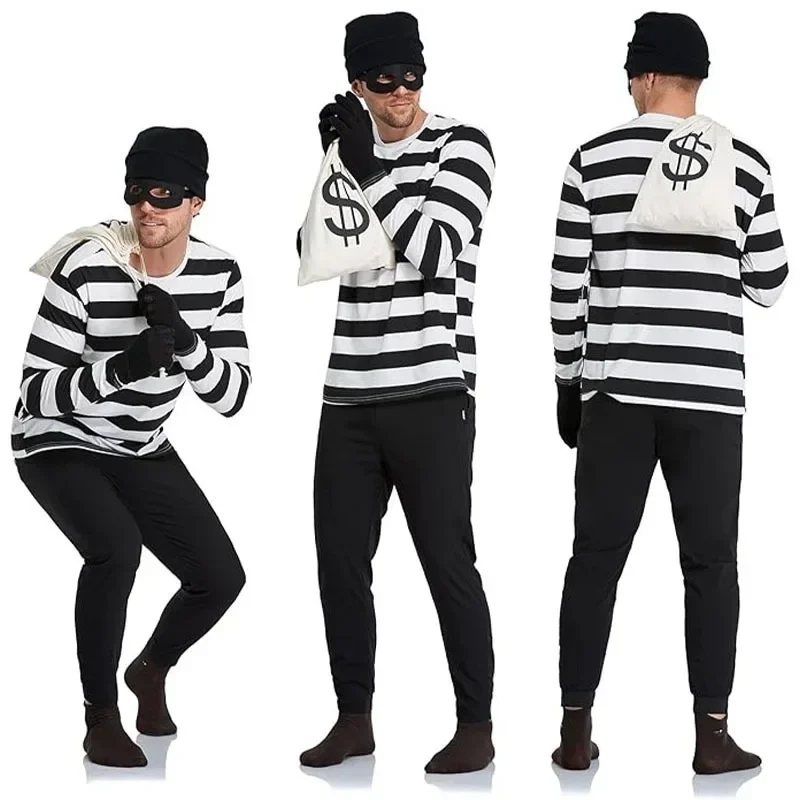 Party Favor Bag - Convict Thief Cosplay Costume Women Stripe
