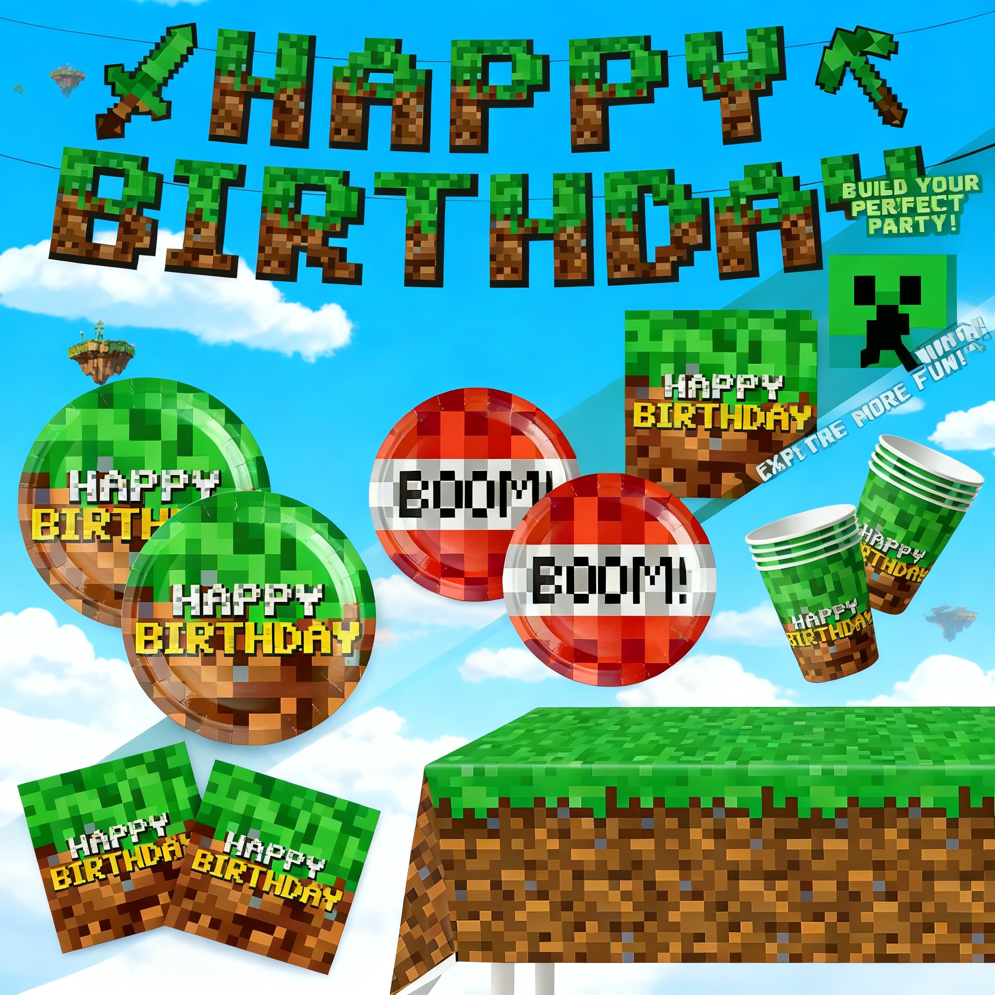 Supply Event - Minecraft Themed Birthday Party Supplies Disposable