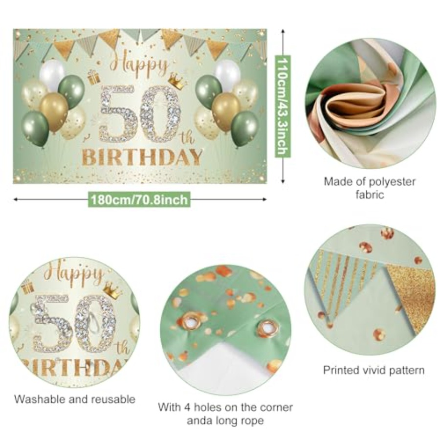Happy Birthday Banner Gold, Fa - Party Banner Gold reseña y precio
