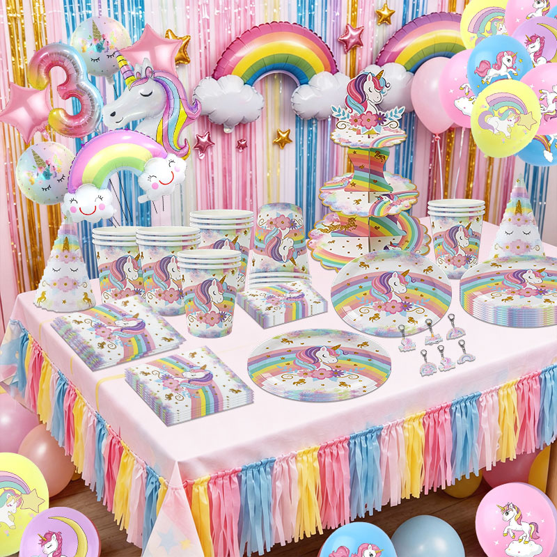 Unicorn Theme Birthday Decorat - Table Cloth Disposable reseña y precio