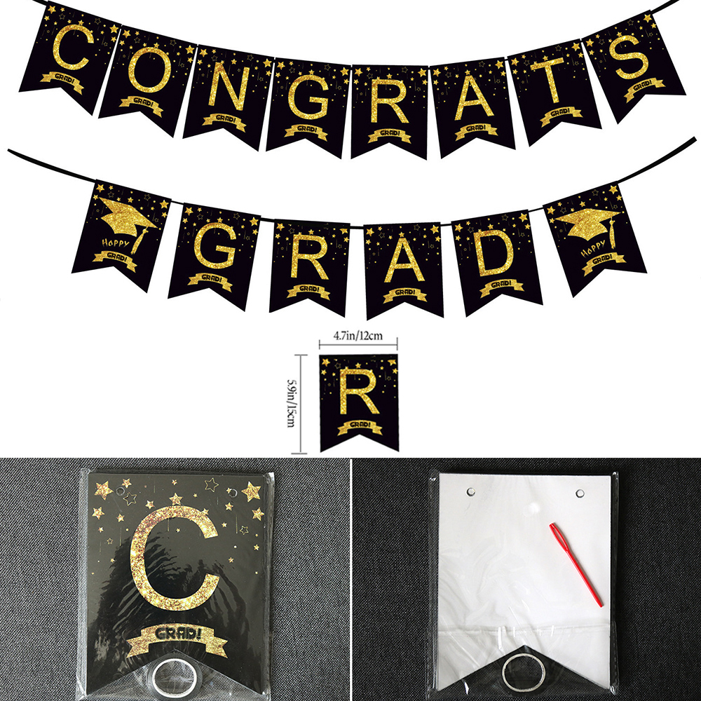 Graduation Party Decoration Se - Party Banner Gold reseña y precio