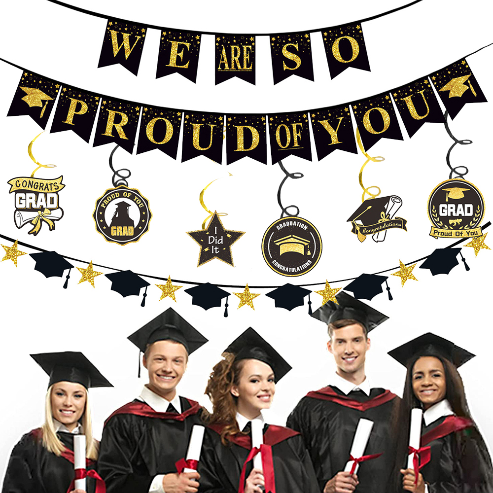 Graduation Party Decoration Se - Party Banner Gold reseña y precio