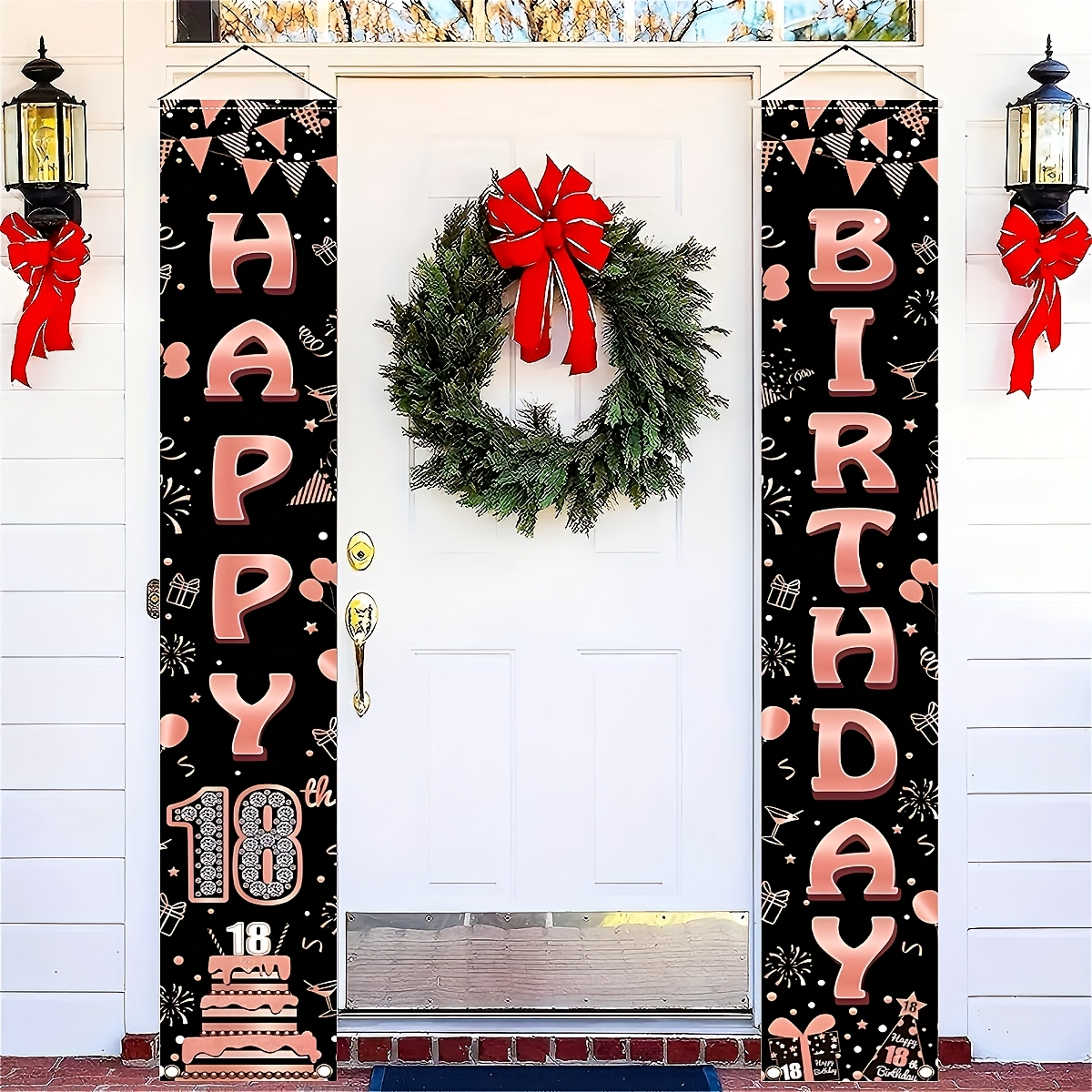 2Pcs Rose Gold Polyester Door  - Party Banner Gold reseña y precio