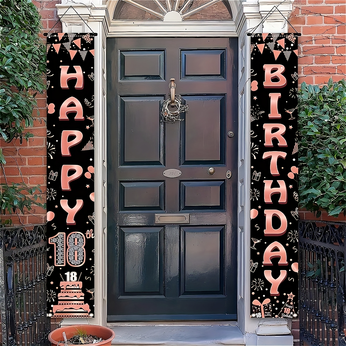 2Pcs Rose Gold Polyester Door  - Party Banner Gold reseña y precio
