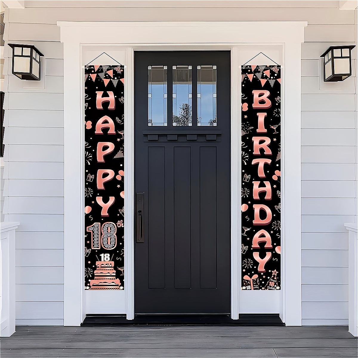 2Pcs Rose Gold Polyester Door  - Party Banner Gold reseña y precio