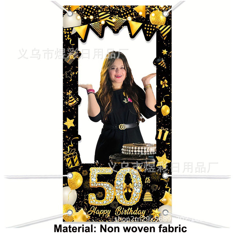 50th Birthday Decoration Black - Party Banner Gold reseña y precio