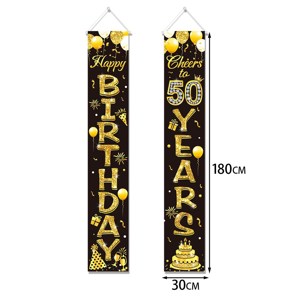 50th Birthday Decoration Black - Party Banner Gold reseña y precio
