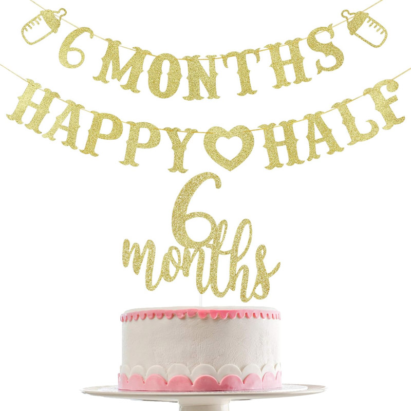 6 Month Banner Happy Half Bann - Party Banner Gold reseña y precio
