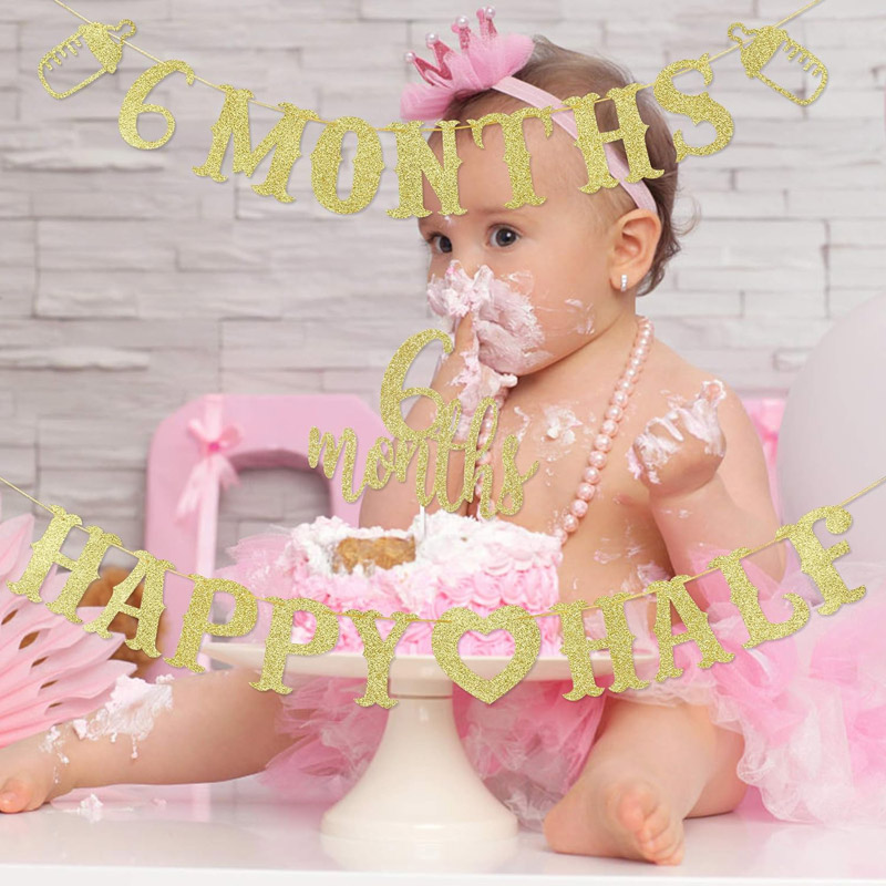 6 Month Banner Happy Half Bann - Party Banner Gold reseña y precio