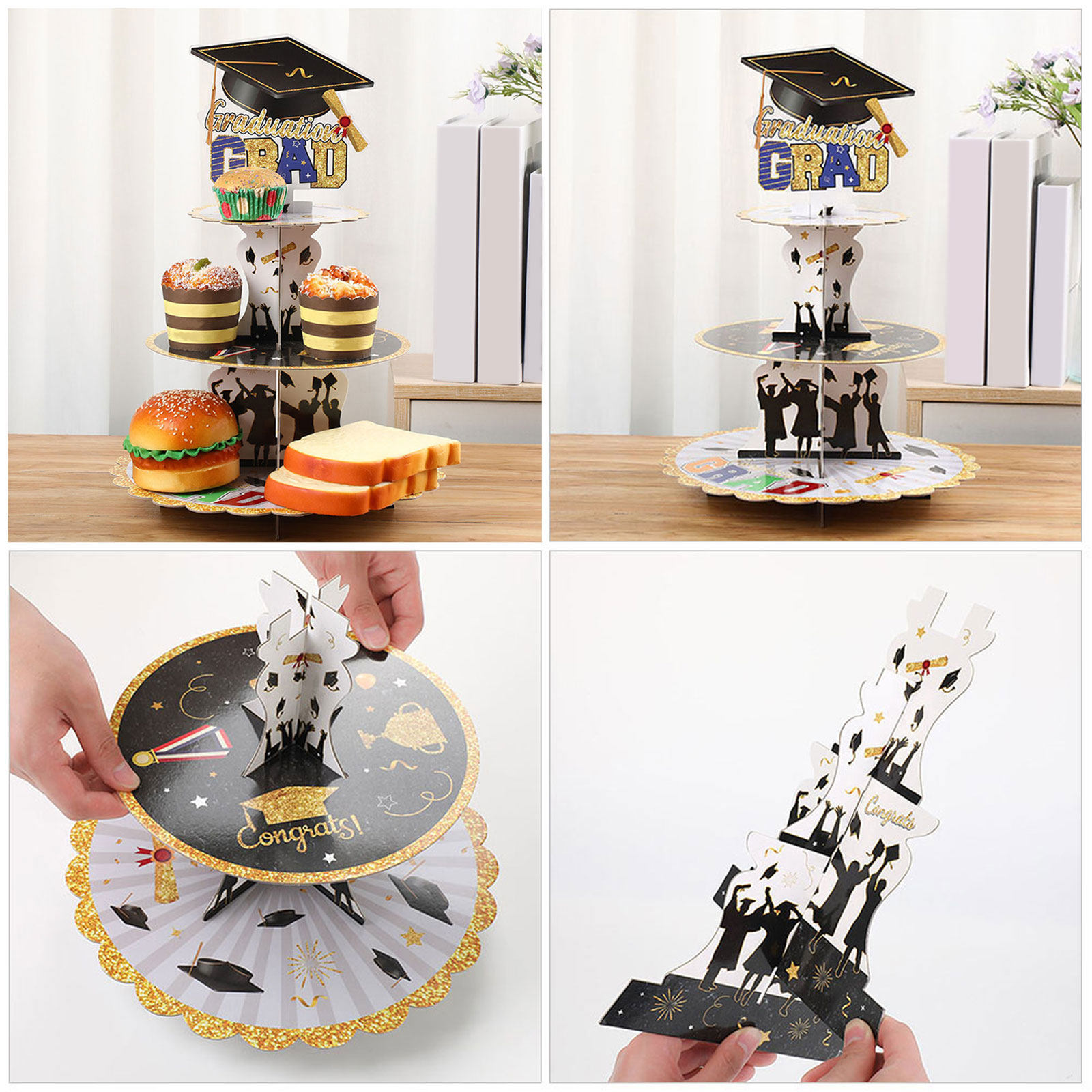 1Set 3-Tier Graduation Cupcake - Cupcake Stand Tier reseña y precio