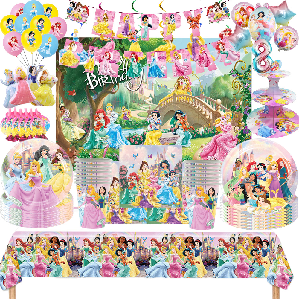 Princess Birthday Party Pink P - Table Cloth Disposable reseña y precio