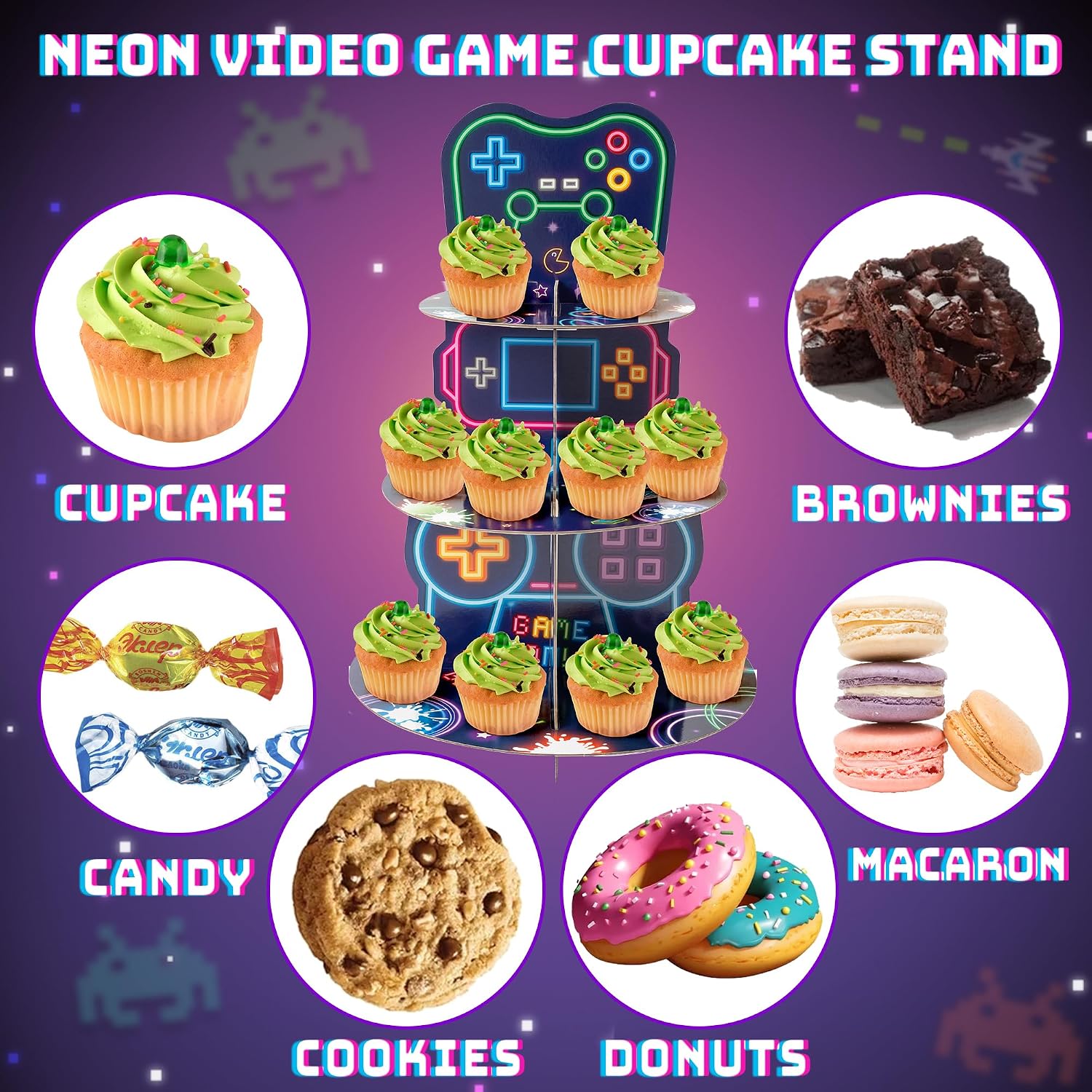 Homiva Store Neon Video Game C - Cupcake Stand Tier reseña y precio