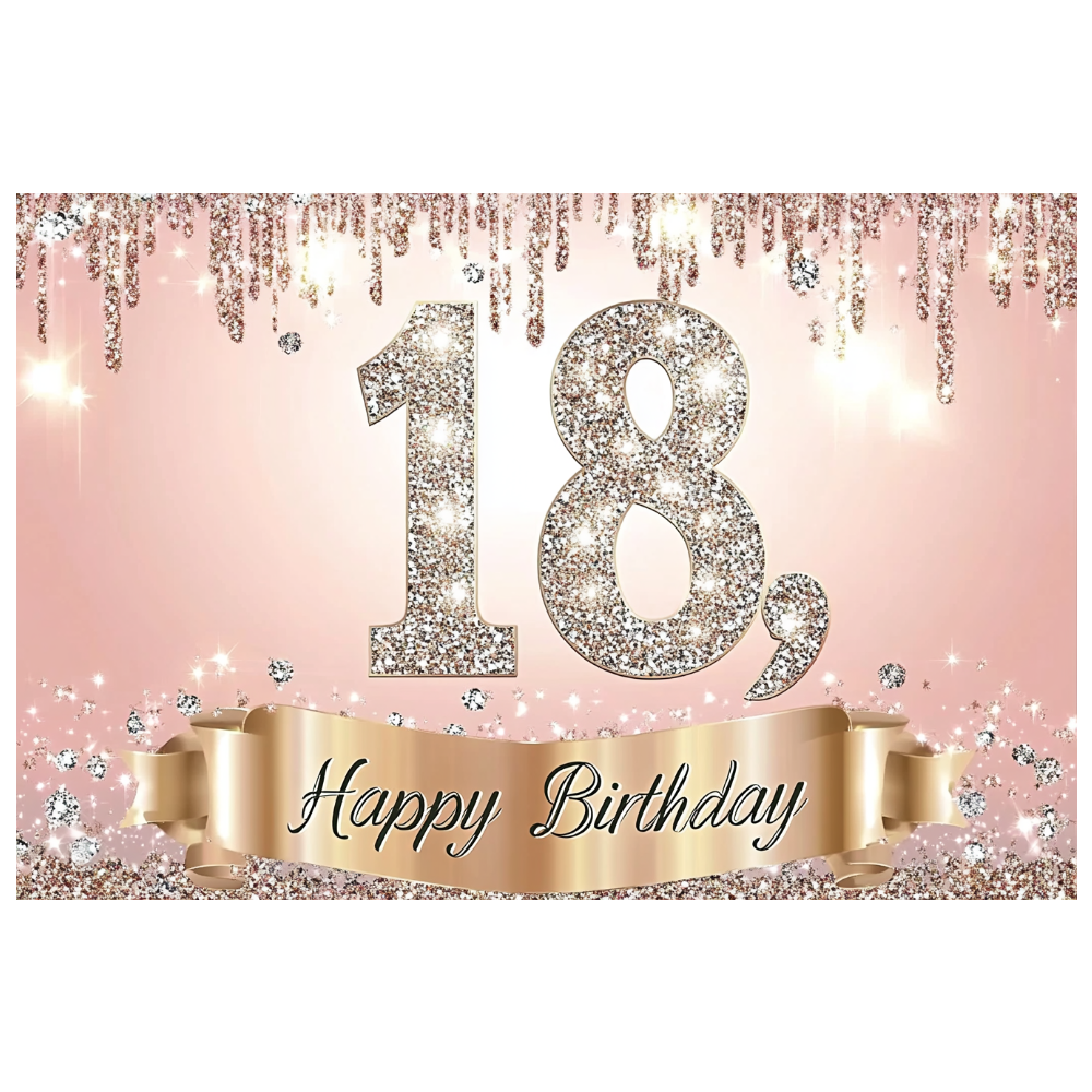 Sweet Gold 18th Birthday Backd - Party Banner Gold reseña y precio