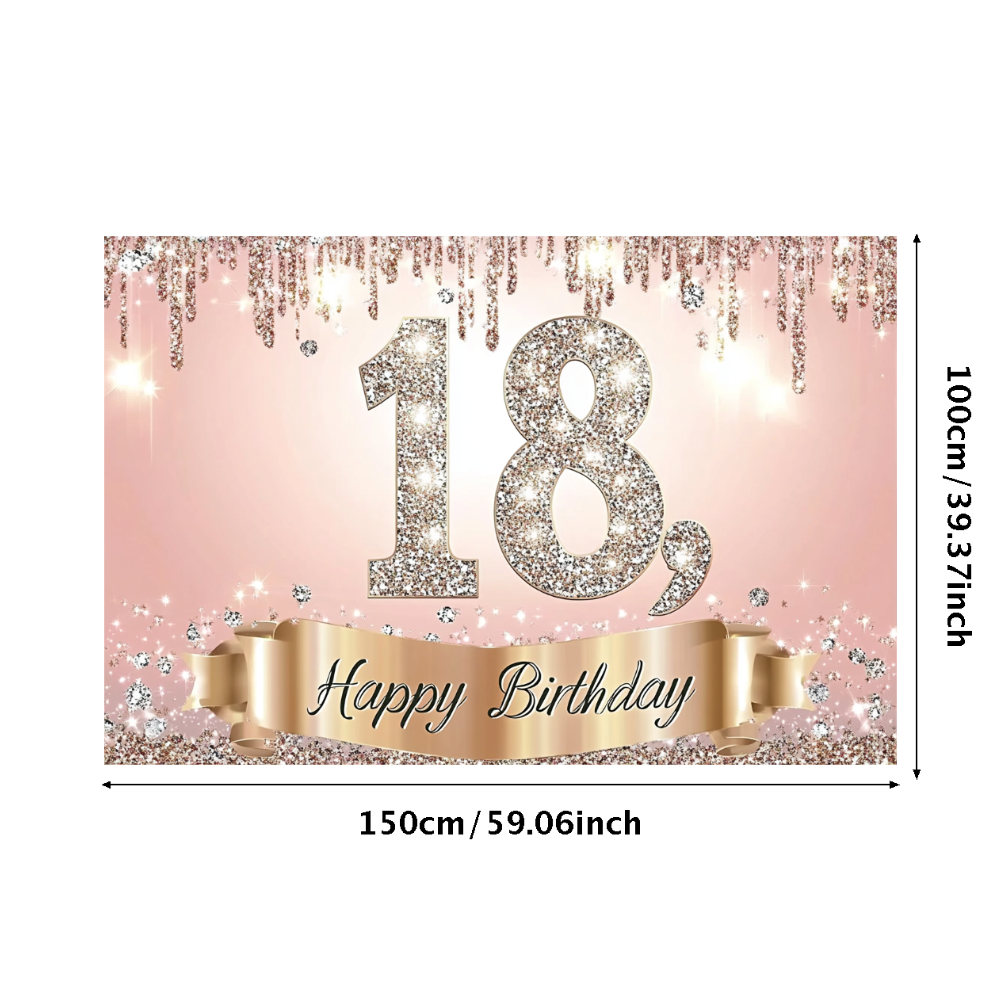 Sweet Gold 18th Birthday Backd - Party Banner Gold reseña y precio