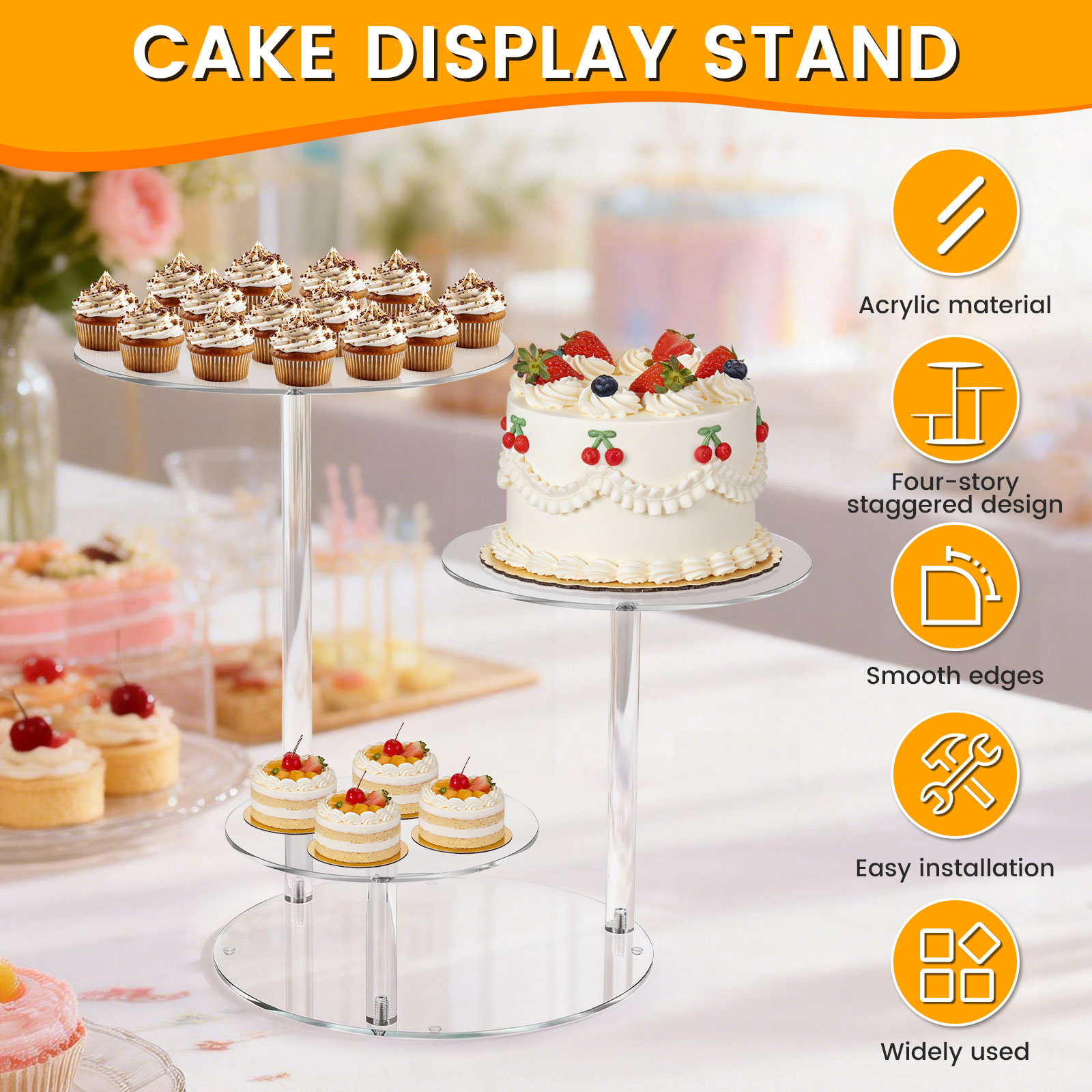 4 Tier Cake Stand Acrylic Tran - Cupcake Stand Tier reseña y precio