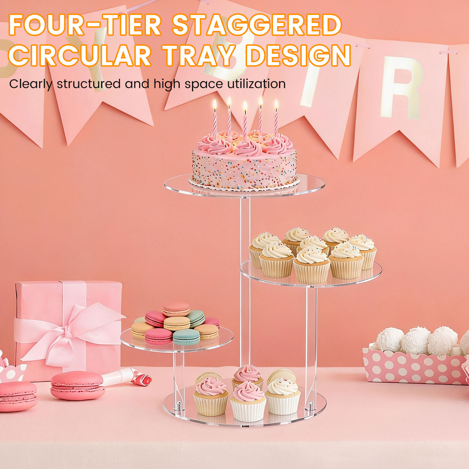 4 Tier Cake Stand Acrylic Tran - Cupcake Stand Tier reseña y precio