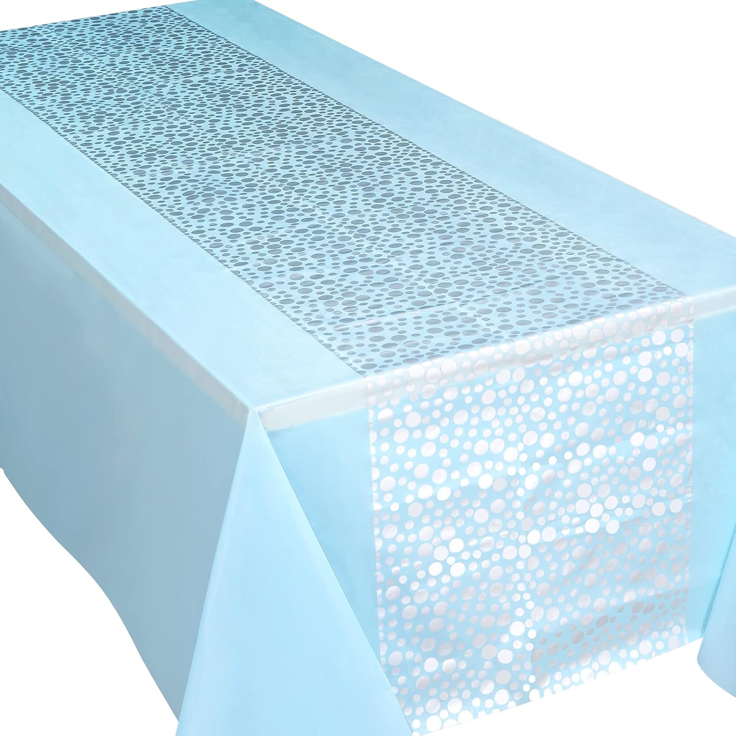 Blue and Silver Birthday Party - Table Cloth Disposable reseña y precio