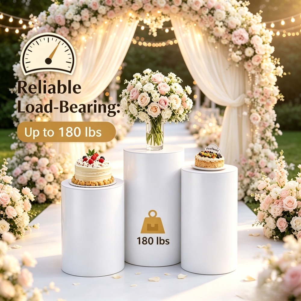 3/5Pcs White Cylinder Pedestal - Dessert Table Backdrop reseña y precio