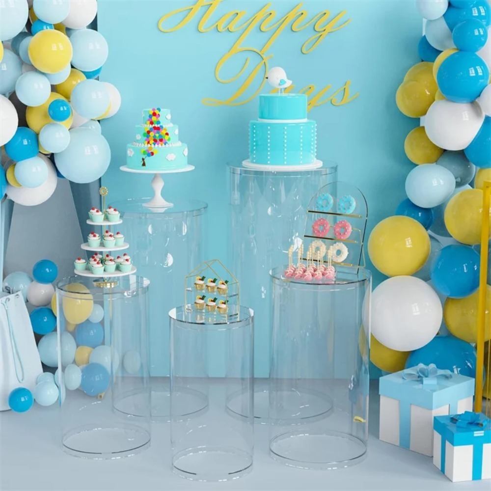 3/5Pcs White Cylinder Pedestal - Dessert Table Backdrop reseña y precio