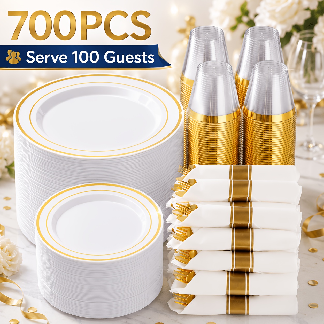 700-Piece Elegant Golden-Trimm - Napkin Folding Set reseña y precio