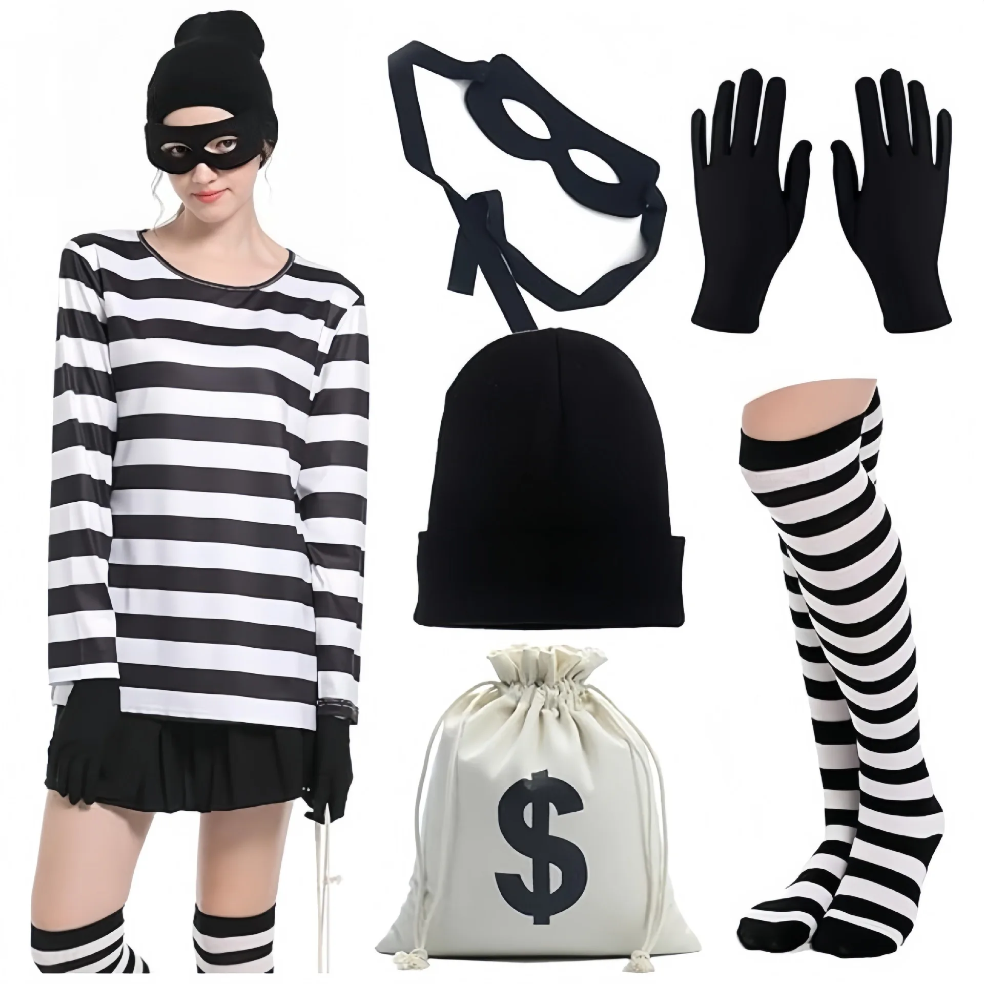 Convict Thief Cosplay Costume  - Party Favor Bag reseña y precio