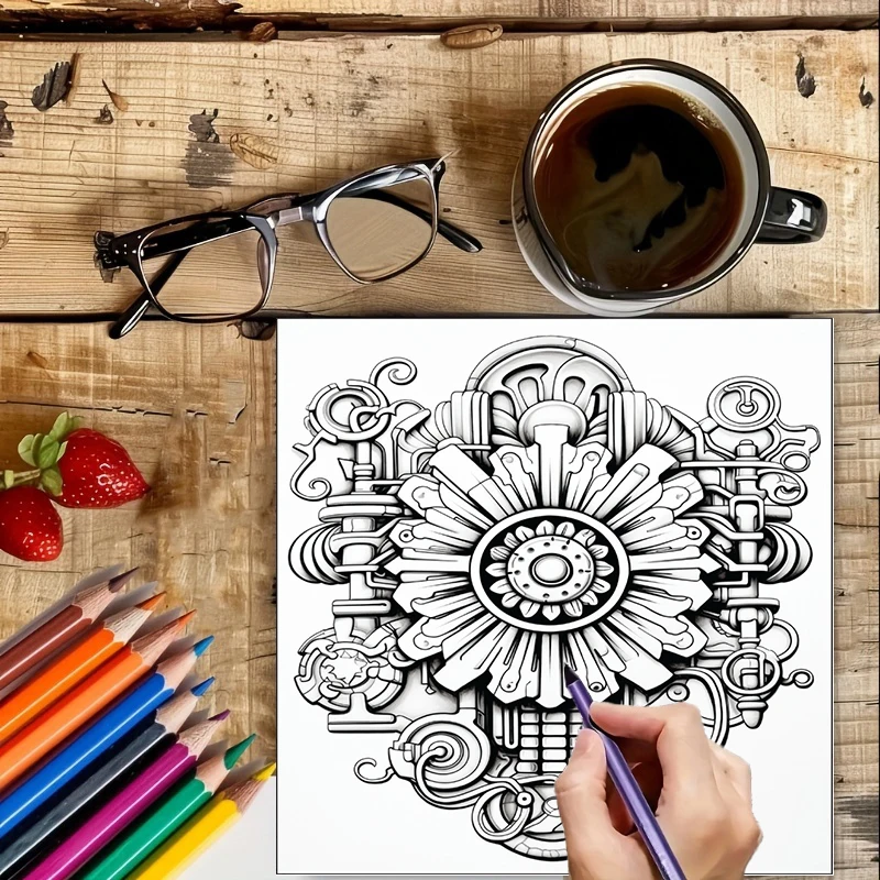 Coloring Book Steampunk Flower - Supply Event reseña y precio