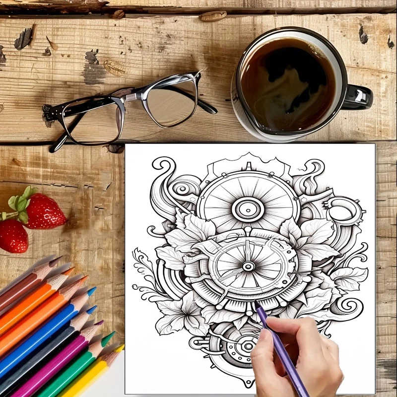 Coloring Book Steampunk Flower - Supply Event reseña y precio