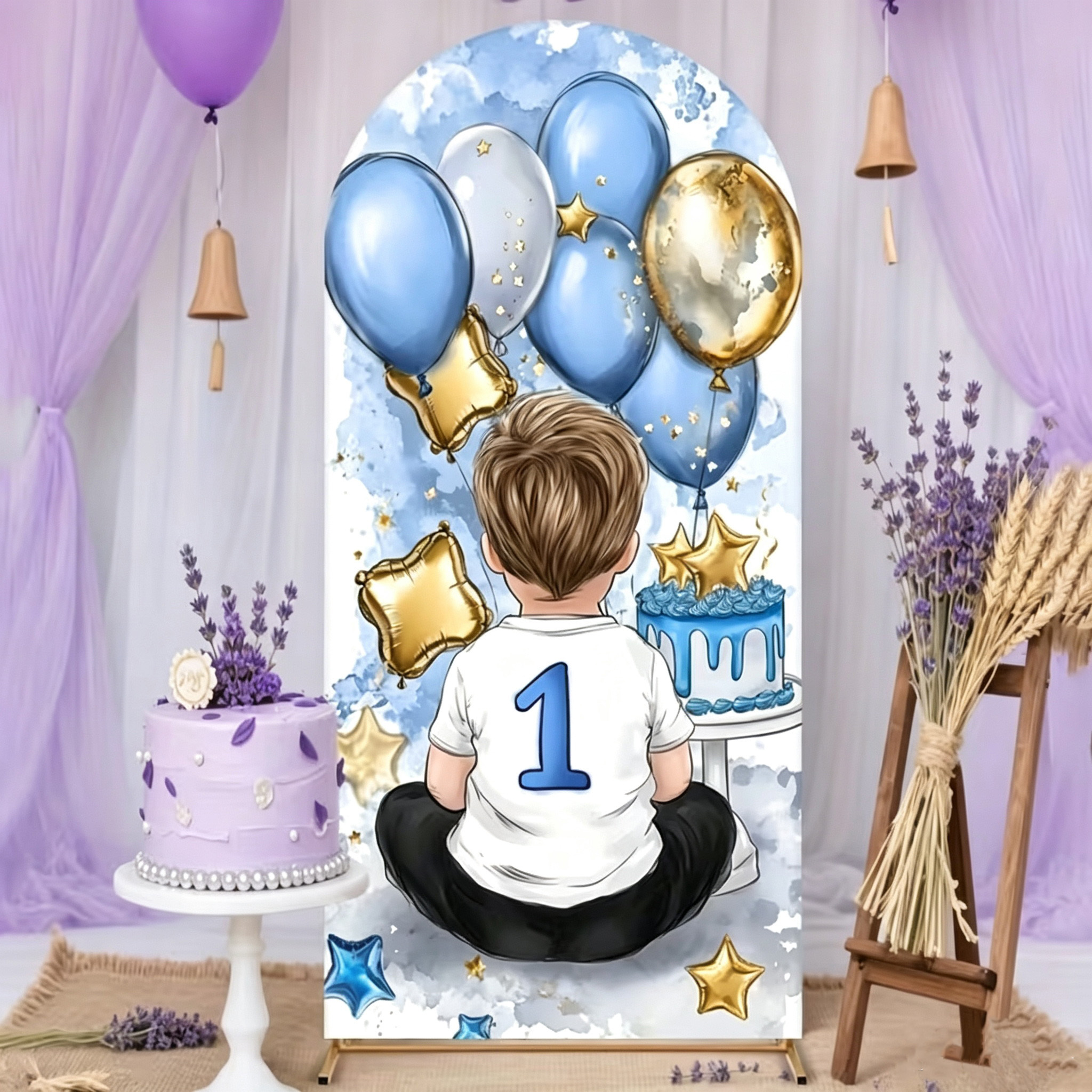 A Little Boy Pattern Arch Back - Dessert Table Backdrop reseña y precio