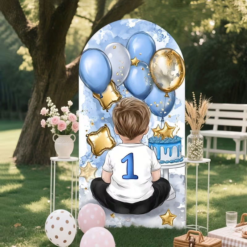 A Little Boy Pattern Arch Back - Dessert Table Backdrop reseña y precio