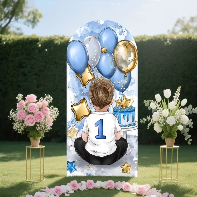 A Little Boy Pattern Arch Back - Dessert Table Backdrop reseña y precio