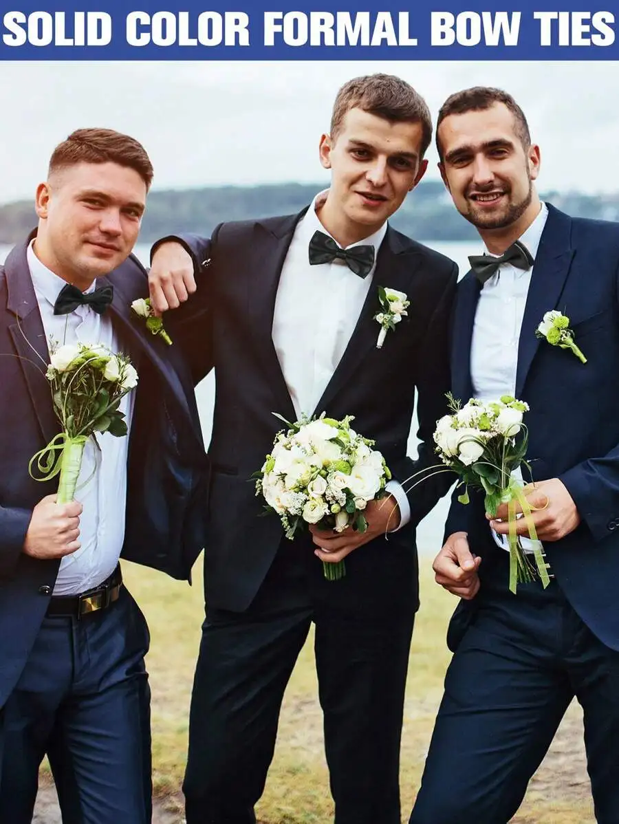 Mens Solid Color Satin Pre-Tie - Event & Party Supply Photos reseña y precio