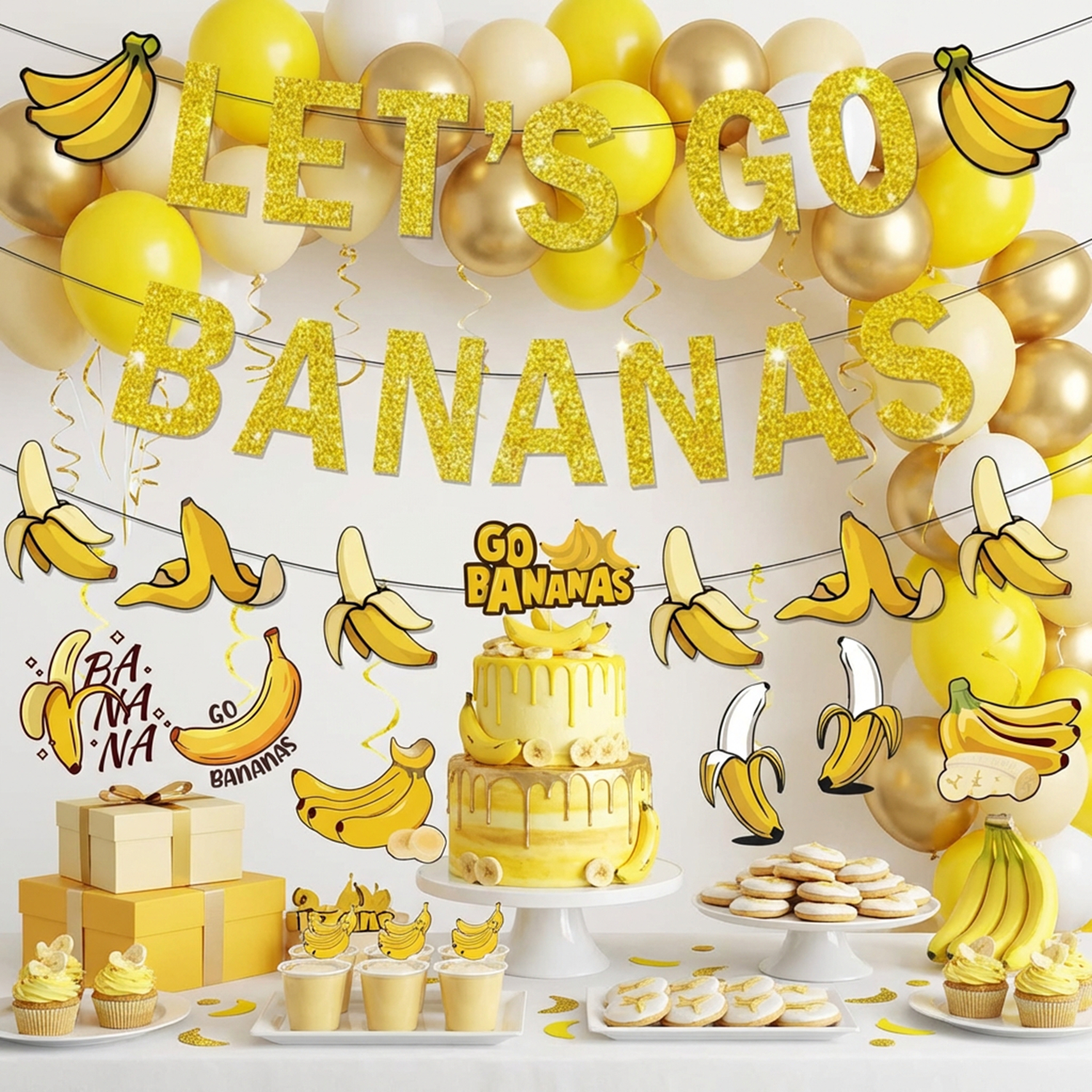 1Set Yellow Bananas Birthday B - Let'S Party Event Supply reseña y precio